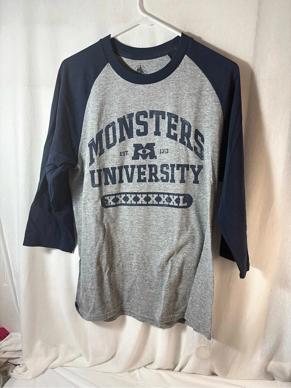 Disney Monsters University Raglan T-Shirt Raglan Long Sleeve Graphic Tee Med.